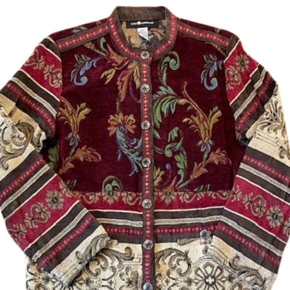 1990s Early Aughts Vintage Boho Cottagecore Western Tapestry Jacket 8 - Picture 3 of 7